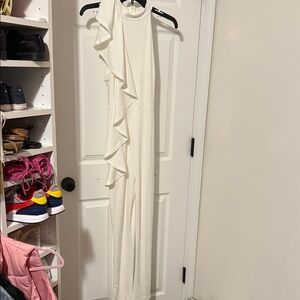 SHEIN White Ruffle Jumpsuit